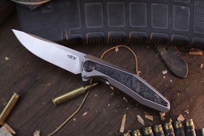 Zero Tolerance 0470 Sinkevich 3.4" Framelock Flipper / Marbled CF / Satin 20CV ( Pre Owned )