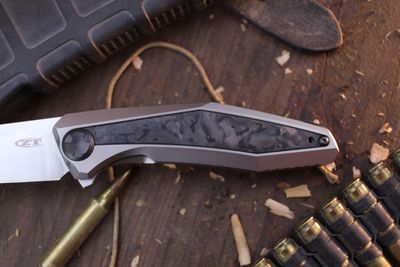 Zero Tolerance 0470 Sinkevich 3.4" Framelock Flipper / Marbled CF / Satin 20CV ( Pre Owned )
