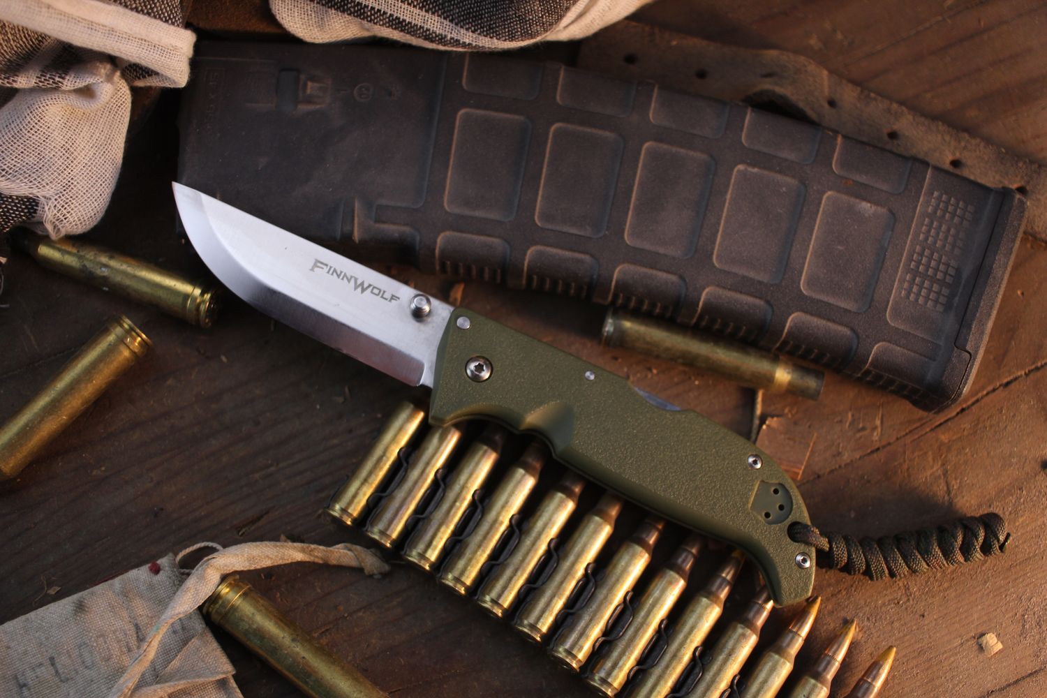 Cold Steel Finn Wolf 3.5" Lockback Folder / OD Green Grivory / Satin AUS-8A ( Pre Owned )