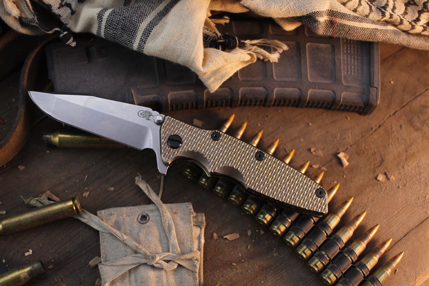 Hinderer Eklipse 3.5" Framelock Flipper / Stonewashed Textured Bronze Titanium / Stonewashed Harpoon Spanto S45VN ( Pre Owned )