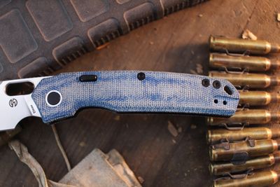 Vosteed Psyop 3.5" Linerlock Folder / Blue Denim Micarta / Satin Elmax ( Pre Owned )