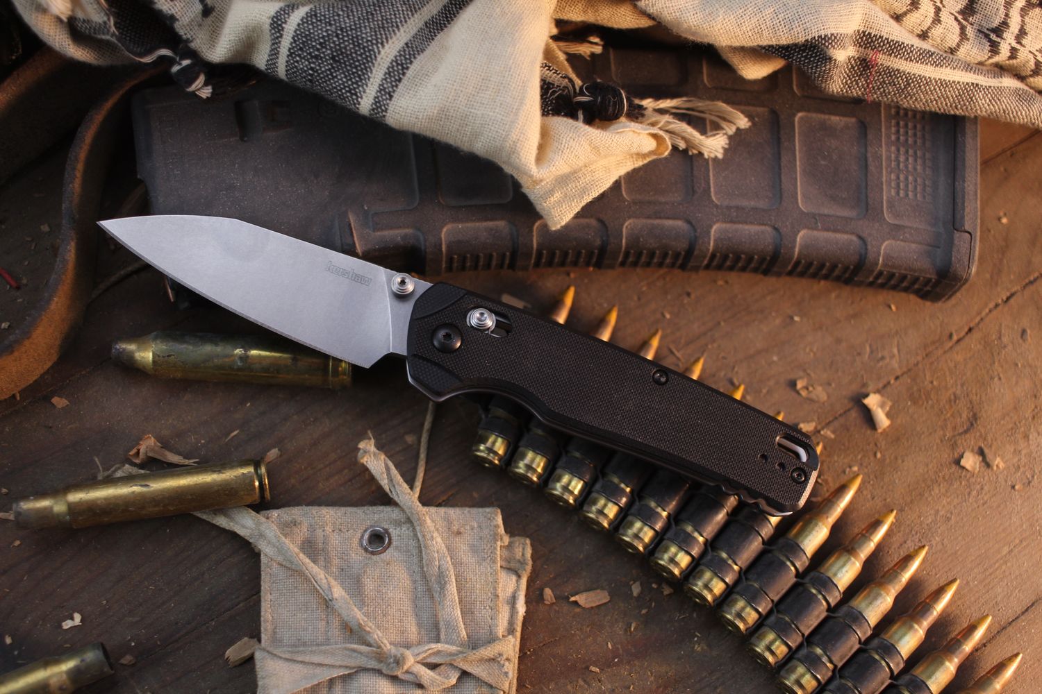 Kershaw Bel Air XL Reverse Tanto 3.4" DuraLock Folder / Black G-10 / Stonewashed MagnaCut ( Pre Owned )