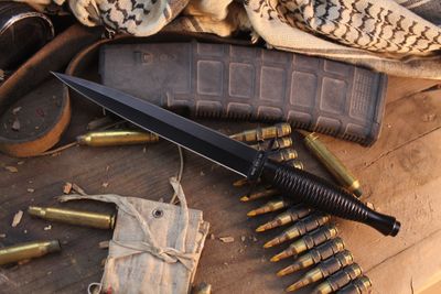 Boker History Knife &amp; Tool Commando 7" Dagger / Black Aluminum / Black 420 Stainless