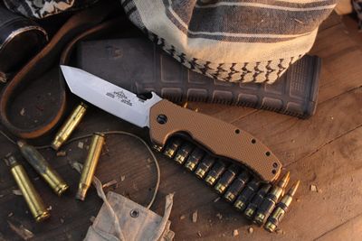 Emerson Roadhouse SF 3.8" Wave Hook Linerlock Folder / Tan G-10 / Stonewashed 154CM ( Pre Owned )