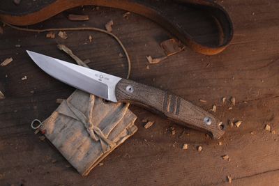 GiantMouse GMF2-FF 3.63" Fixed Blade / Green Micarta / Satin M390 ( Pre Owned )