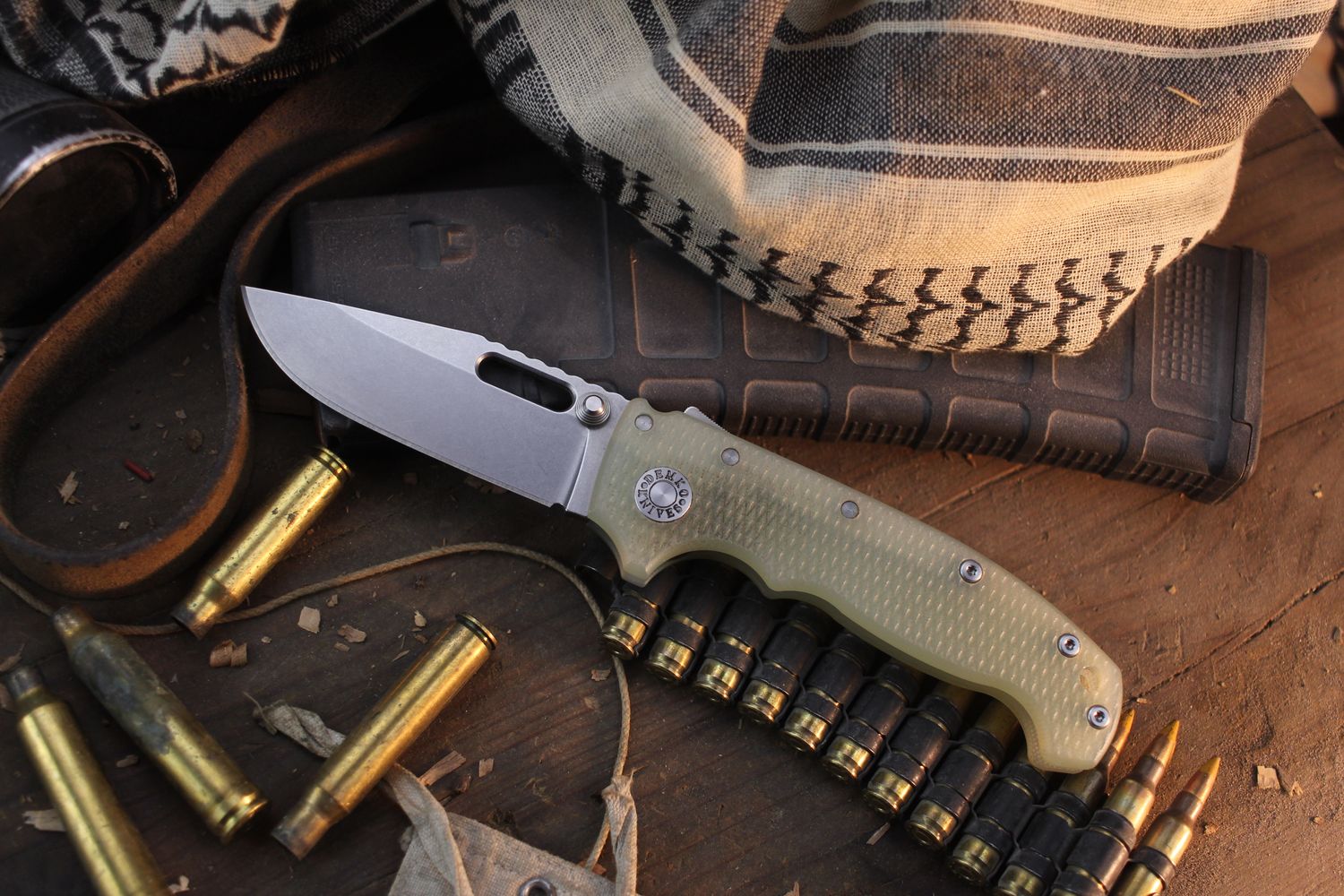 Demko MG AD20 Clip Point 3.625" Shark Lock Folder / Jade G-10 / Stonewashed MagnaCut ( Pre Owned )