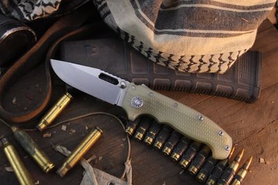 Demko MG AD20 Clip Point 3.625" Shark Lock Folder / Jade G-10 / Stonewashed MagnaCut ( Pre Owned )