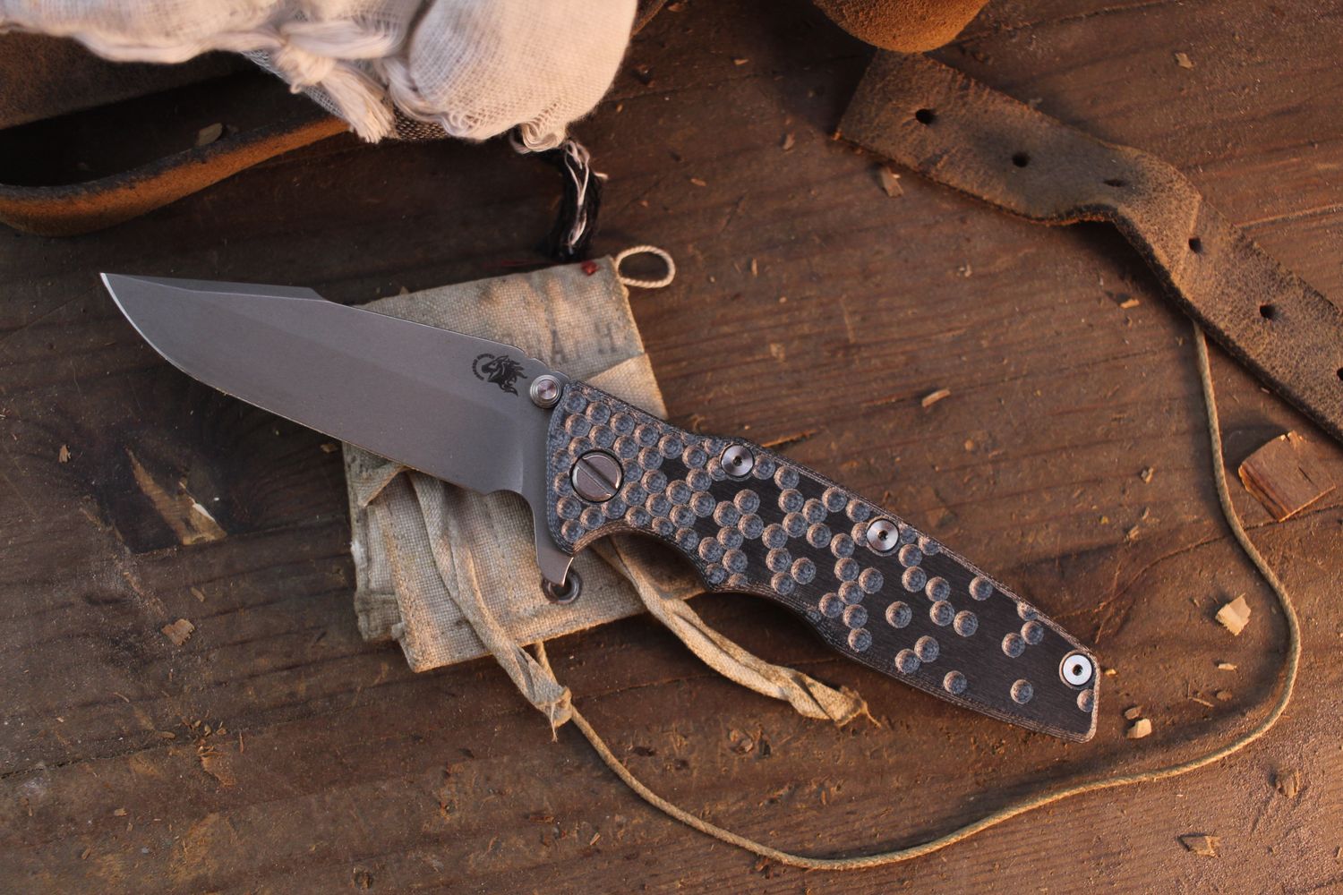 Hinderer Eklipse Harpoon Spanto 3.5" Framelock Flipper / 3DK Black Micarta &amp; Battle Bronze Titanium / Working Finish S45VN