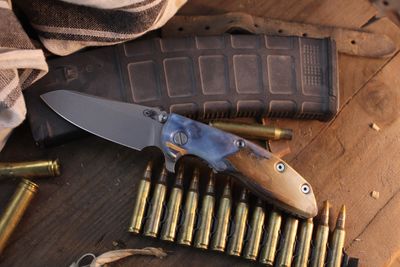 Hinderer XM-18 Sheepsfoot3" Framelock Flipper / 3DK Composite Mammoth Ivory &amp; Working Finish Titanium / Working Finish S45VN