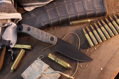 Half Face Blade Crow Scalper 4" Fixed Blade / OD Green Canvas Micarta / Armor Black Cerakote S45VN