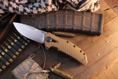 Zero Tolerance 0308 3.75" Framelock Flipper / Brown G10 &amp; Titanium / Stonewashed 20CV ( Pre Owned )