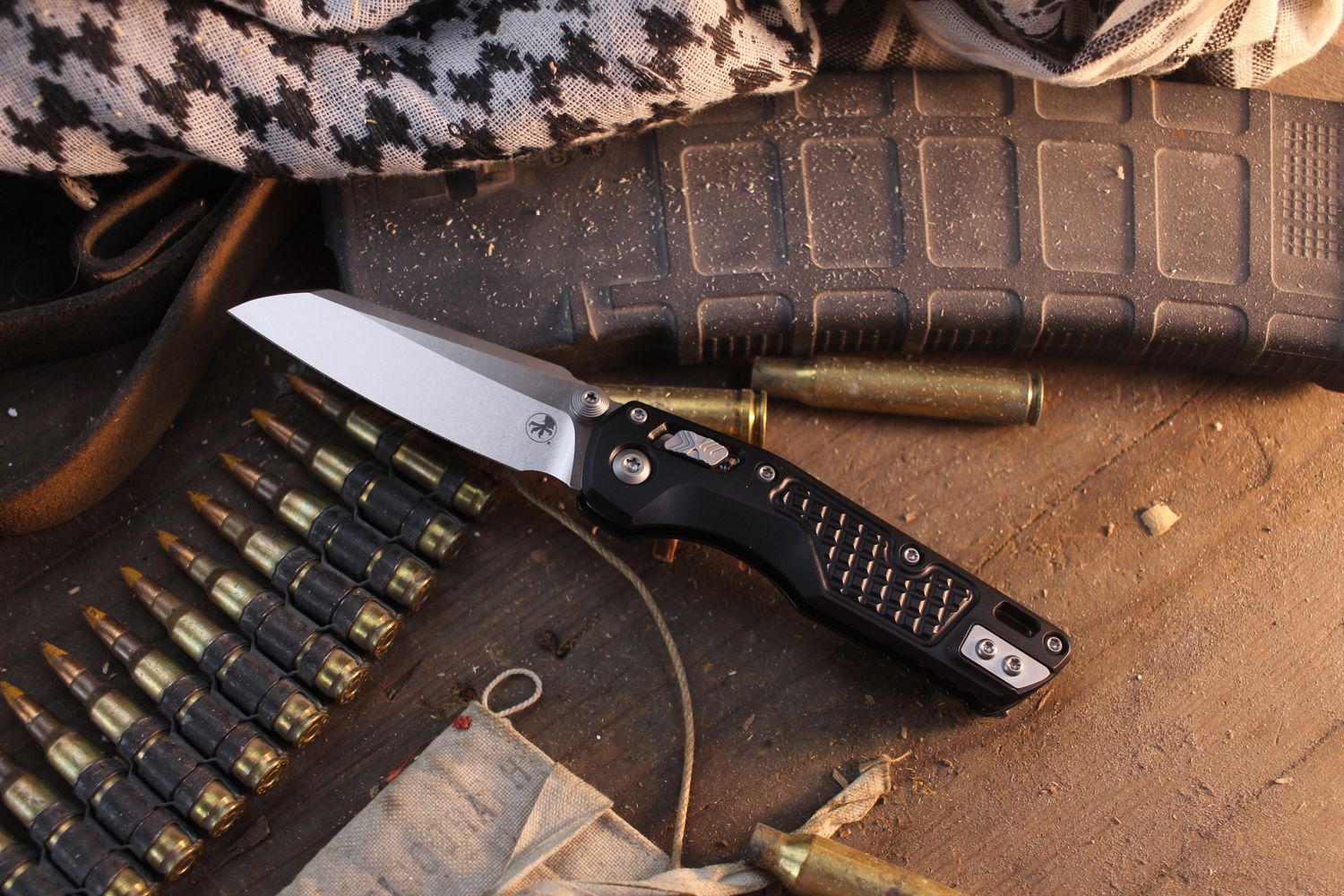 Microtech MSI Mini 3.19" RAM-LOK Folder / Black Frag Aluminum / Stonewashed M390MK