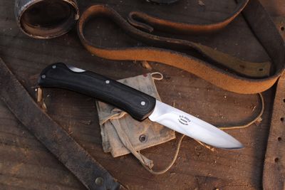 D.C. Dicks Vintage 3.5" Lockback Folder / Polished Micarta / Polished Convex Ground 440 ( Pre Owned )