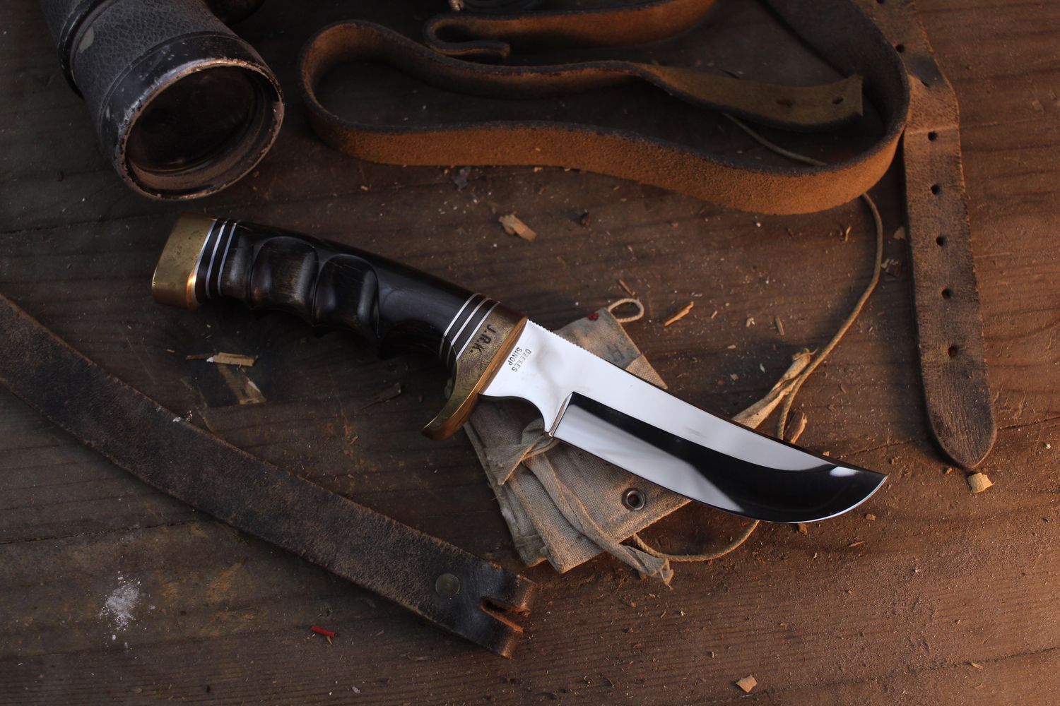 Ozeke Sinop Vintage 4" Fixed Blade / Indexed Buffalo Horn &amp; Brass / Polished Stainless ( Pre Owned )