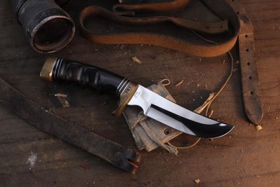 Ozeke Sinop Vintage 4" Fixed Blade / Indexed Buffalo Horn &amp; Brass / Polished Stainless ( Pre Owned )