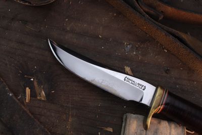 Randall Made Model 3-5 Hunter 5" Fixed Blade / Stacked Leather/ Satin O1 Carbon Steel ( Pre Owned )