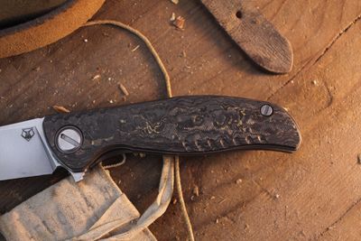 Shirogorov CCKS Spring 2025 F3 3.75" Linerlock Flipper / Contoured Bronze TechnoCarbon / Stonewashed MagnaCut ( Pre Owned )