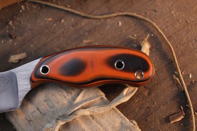 Dennis Jokela Mini Nessi 3" Fixed Blade / Orange & Black G-10 / Satin 154CM