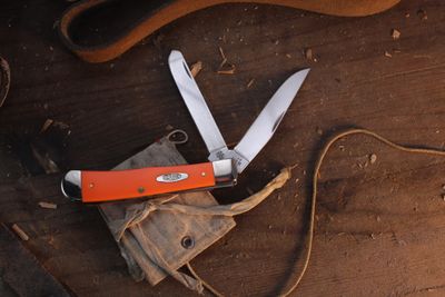 Case Trapper 4.1" Closed Slip Joint Folder / Orange Delrin / Polished Tru-Sharp