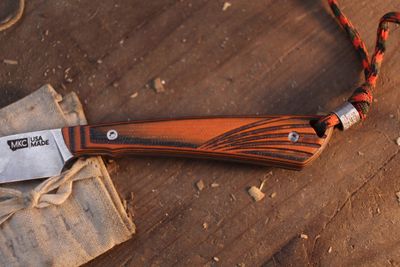 MKC FREEZOUT 3" Fixed Blade / Orange & Black G-10 / Stonewashed MagnaCut ( Pre Owned )