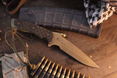 Spartan Blades Ares 5.375" Fixed Blade / Milled Canvas Micarta / Flat Dark Earth MagnaCut ( Pre Owned )