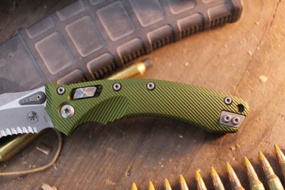 Microtech Amphibian 3.9" Ram-Lok Folder / Fluted OD Green G-10 / Apocalyptic Serrated M390MK ( Pre Owned )