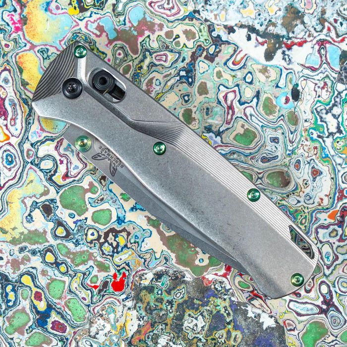 Flytanium Benchmade Bugout Crossfade Stonewashed Titanium Scales