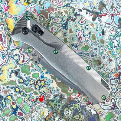 Flytanium Benchmade Bugout Crossfade Stonewashed Titanium Scales