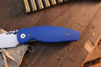 TRM Neutron II 3" Linerlock Folder / Yoyral Blue G-10 / Stonewashed 20CV ( Pre Owned )