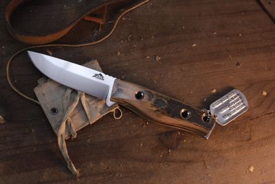 3DK Custom MAK 4" Fixed Drop Point, Wiped K110 Blade / Mammoth Ivory