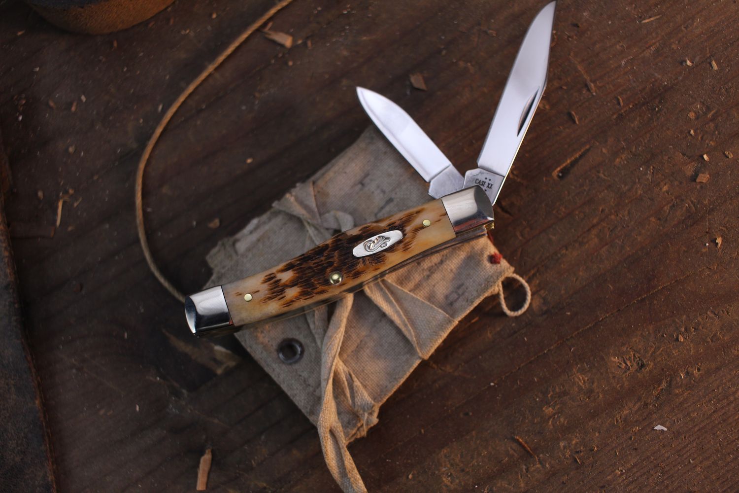 Case Texas Jack 3.63" Closed Slipjoint Folder / Peach Seed Jigged Amber Bone / Satin 1095