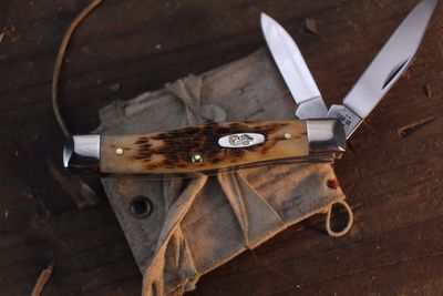Case Texas Jack 3.63" Closed Slipjoint Folder / Peach Seed Jigged Amber Bone / Satin 1095