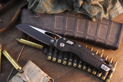 Microtech MSI 3.88" RAM-LOK Folder / Black Polymer / Black Two Tone Serrated M390MK