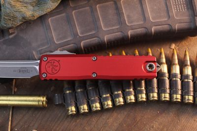 Microtech UTX-85 Gen IV T/E 3" OTF Auto / Red Aluminum / Apocalyptic M390MK