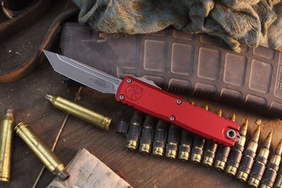 Microtech UTX-85 Gen IV T/E 3" OTF Auto / Red Aluminum / Apocalyptic M390MK