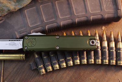 Microtech UTX-85 Gen IV S/E 3" OTF Auto / OD Green Aluminum / Stonewashed M390MK