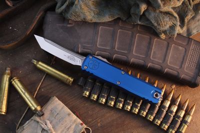 Microtech UTX-85 Gen IV T/E 3" OTF Auto / Blue Aluminum / Stonewashed M390MK