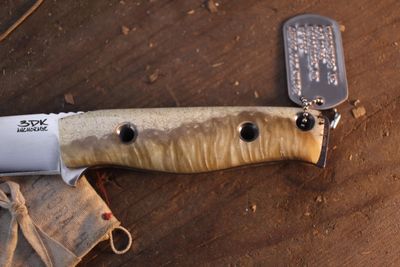 3DK MAK 4" Fixed Drop Point, Wiped N690 Blade / Musk Ox Handle