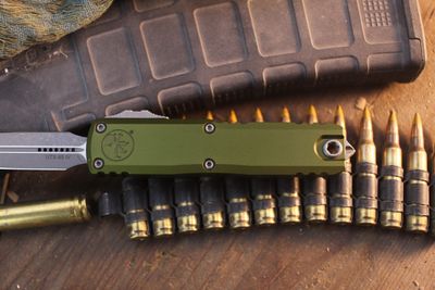 Microtech UTX-85 Gen IV D/E 3" OTF Auto / OD Green Aluminum / Apocalyptic M390MK ( Pre Owned )