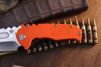 Medford Knife &amp; Tool Praetorian Scout 3.6" Linerlock Folder / Orange G-10 / Stonewashed D2 ( Pre Owned )