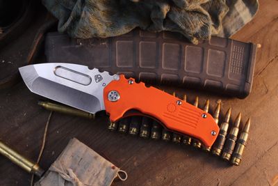 Medford Knife &amp; Tool Praetorian Scout 3.6" Linerlock Folder / Orange G-10 / Stonewashed D2 ( Pre Owned )