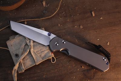 Chris Reeve Knives Large Sebenza 31 Tanto 3.61" Framelock Folder / Bead Blasted Titanium / Stonewashed MagnaCut ( Pre Owned )