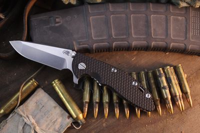 Hinderer XM-18 Spanto 3.25" Framelock Flipper / Black G-10 &amp; Stonewashed Titanium / Stonewashed MagnaCut