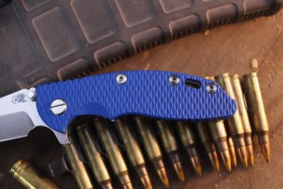 Hinderer XM-18 Spanto 3.25" Framelock Flipper / Blue G-10 &amp; Stonewashed Blue Titanium / Stonewashed MagnaCut