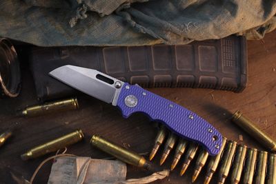 Demko AD20.5 Shark Foot 3.2" Shark Lock Folder / Tex Shark Blue G-10 / Stonewashed 20CV ( Pre Owned )