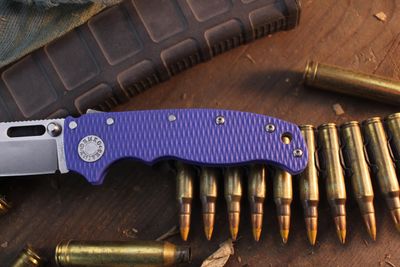 Demko AD20.5 Shark Foot 3.2" Shark Lock Folder / Tex Shark Blue G-10 / Stonewashed 20CV ( Pre Owned )