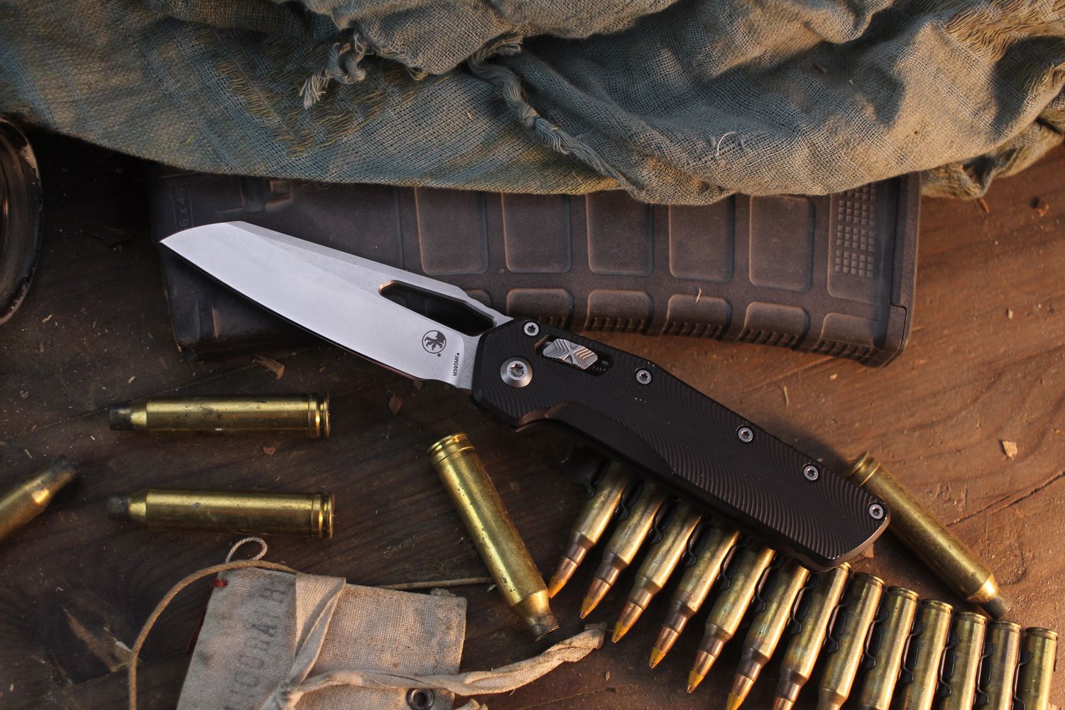 Microtech MSI 3.88" RAM-LOK Folder / Custom Black Fluted Aluminum / Stonewashed M390MK ( Pre Owned )