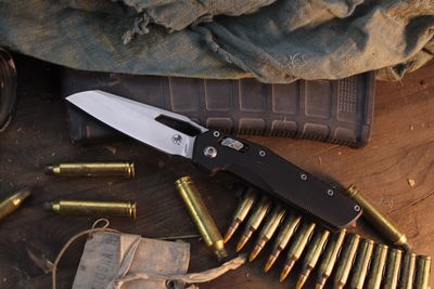 Microtech MSI 3.88" RAM-LOK Folder / Custom Black Fluted Aluminum / Stonewashed M390MK ( Pre Owned )
