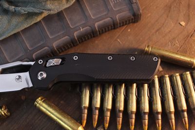 Microtech MSI 3.88" RAM-LOK Folder / Custom Black Fluted Aluminum / Stonewashed M390MK ( Pre Owned )