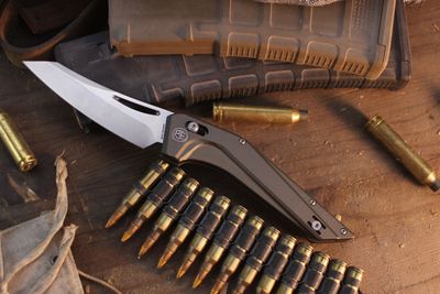 Petrified Fish Frigate 3.9" Cross Bar Lock Folder / Bronzed Aluminum / Stonewashed S35VN ( Pre Owned )